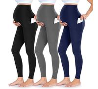 FULLSOFT 3 Pack Women’s Maternity Leggings Over The Belly-High Waisted Workout Pregnancy Yoga Pants Pockets