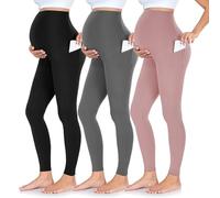FULLSOFT 3 Pack Women’s Maternity Leggings Over The Belly-High Waisted Workout Pregnancy Yoga Pants Pockets