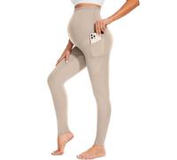 FULLSOFT Soft Maternity Workout Leggings with Pockets Over The Belly Pregnancy Yoga Pants