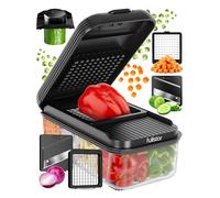 Fullstar Essential Vegetable Chopper & Mandoline Slicer - 2 Stainless Steel Blades - Veg Cutter & Dicer - Dishwasher Safe, BPA-Free (Essential 2-in-1, Black)