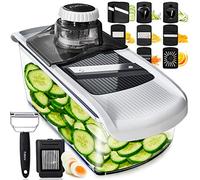 Fullstar Kitchen Mandoline Vegetable Slicer - Mandoline Food Slicer - Veggie Julienne Cutter & Cheese Grater - Potato Veg Slicer - Kitchen Tools & Gadgets (11-in-1 White)