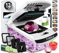 Fullstar Mandoline Slicer for Kitchen - Vegetable Chopper, Onion Potato Food Veggie Fruit Slicer and Cutter with Container, Kitchen Gadgets & Accessories, Home Essentials (All-in-1, White/Black)