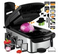 Fullstar Multifunctional Vegetable Chopper and Mandolin Slicer - Vegetable Slicer Julienne Slicer Grater for Onion Tomato Salad Potato Cucumber - Kitchen Tools (PRO 14-in-1, Stainless Steel Black)