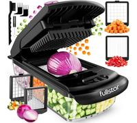 Fullstar (PRO Original Series) Vegetable Chopper - 2 Stainless Steel Blades - Dicer & Veg Cutter - BPA-Free & Dishwasher Safe (PRO Original 2-in-1, Black)
