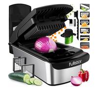 Fullstar (PRO Original Series) Vegetable Chopper & Mandoline Slicer - 8 Stainless Steel Blades - Dicer, Julienne Cutter & Grater - Dishwasher Safe, BPA-Free (PRO 8-in-1, SS Black)