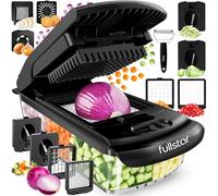 Fullstar (PRO Original Series) Vegetable Chopper & Spiraliser - 9 Stainless Steel Blades - Dicer & Veg Cutter - BPA-Free & Dishwasher Safe (PRO Original 9-in-1, Black)