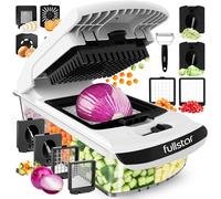 Fullstar (PRO Original Series) Vegetable Chopper & Spiraliser - 9 Stainless Steel Blades - Dicer & Veg Cutter - BPA-Free & Dishwasher Safe (PRO Original 9-in-1, White)