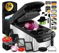 Fullstar The Original Pro Chopper Vegetable Chopper & Spiralizer Food Chopper with Container, Fruit Cutter, Kitchen Gadgets and Accessories, Home Essentials (14-in-1, Stainless Steel)