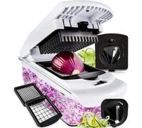 Vegetable Chopper Vegetable Cutter - Veggie Onion Salad Food Chopper Manual - Potato Chipper - Veg Chopper and Dicer - Kitchen Tools & Gadgets (4-in-1 White)