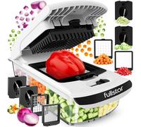 Fullstar Vegetable Chopper & Cutter - Slicer Dicer Spiralizer with Container for Food Veg Onion Cucumber Tomato Salad Potato French Fry - Kitchen Gadgets & Accessories (PRO 4-in-1, White)