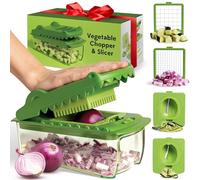 Fullstar Vegetable Chopper & Cutter - Slicer Dicer Spiralizer with Container for Food Veg Onion Cucumber Tomato Salad Potato French Fry - Kitchen Gadgets & Accessories (PRO 4-in-1, Croc Chop)