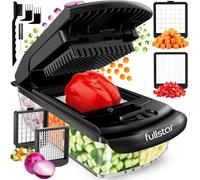 Fullstar Vegetable Chopper & Cutter - Slicer Dicer Spiralizer with Container for Food Veg Onion Cucumber Tomato Salad Potato French Fry - Kitchen Gadgets & Accessories (PRO 2-in-1, Black)