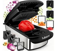 Fullstar Vegetable Chopper & Cutter - Slicer Dicer Spiralizer with Container for Food Veg Onion Cucumber Tomato Salad Potato French Fry - Kitchen Gadgets & Accessories (PRO 4-in-1, SS Black)