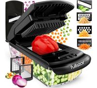 Fullstar Vegetable Chopper & Mandoline Slicer - Julienne Cutter Dicer Grater for Food Veg Onion Cucumber Tomato Salad Potato Cheese - Kitchen Gadgets & Accessories (PRO 6-in-1, Black)