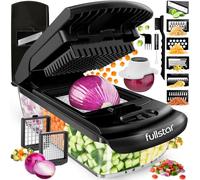 Fullstar Vegetable Chopper & Mandoline Slicer - Julienne Cutter Dicer Grater for Food Veg Onion Cucumber Tomato Salad Potato Cheese - Kitchen Gadgets & Accessories (PRO 8-in-1, Black)