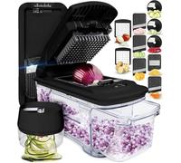 Fullstar Vegetable Chopper & Mandoline Slicer - Julienne Cutter Dicer Grater for Food Veg Onion Cucumber Tomato Salad Potato Cheese - Kitchen Gadgets & Accessories (PRO XL 6-in-1, Black)