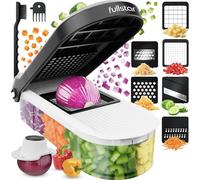 Fullstar Vegetable Chopper & Mandoline Slicer - Julienne Cutter Dicer Grater for Food Veg Onion Cucumber Tomato Salad Potato Cheese - Kitchen Gadgets & Accessories (Compact 6-in-1, White)