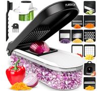 Fullstar Vegetable Chopper & Mandoline Slicer - Julienne Cutter Dicer Grater for Food Veg Onion Cucumber Tomato Salad Potato Cheese - Kitchen Gadgets & Accessories (Compact 10-in-1, White)