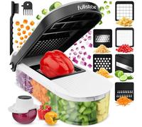 Fullstar Vegetable Chopper & Mandoline Slicer - Julienne Cutter Dicer Grater for Food Veg Onion Cucumber Tomato Salad Potato Cheese - Kitchen Gadgets & Accessories (Compact 6-in-1, White)