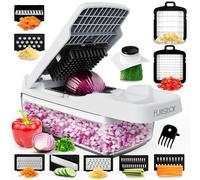 Fullstar Vegetable Chopper & Mandoline Slicer - Julienne Cutter Dicer Grater for Food Veg Onion Cucumber Tomato Salad Potato Cheese - Kitchen Gadgets & Accessories (Standard 7-in-1, White)