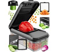 Fullstar Vegetable Chopper & Slicer - Fast & Easy Dicer Cutter Mandoline Slicer for Veg Onion Cucumber Tomato Potato Carrot - Kitchen Essentials Gadgets & Accessories (Mini 2-in-1, Black)