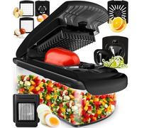 Fullstar Vegetable Chopper Vegetable Cutter - Veggie Onion Salad Food Chopper Manual - Potato Chipper - Veg Chopper and Dicer - Kitchen Tools & Gadgets (8-in-1 Black)
