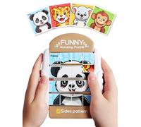 Fullware 3d Rotating Puzzles for 2 3 4 5 6 Year Olds-4 Jigsaw Puzzles in 1-Travel Toys for Toddlers on Plane, in Car- Travel Activity - Montessori Puzzle Game-Birthday Gift for Boys & Girl (Animals)