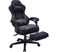 Fullwatt Racing Gaming Chair for adults with Footrest and Massage Lumbar Pillow, Swivel Height Adjustable Reclining PU Leather Video Game Chair,