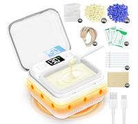 FullWoyi Nose Wax Kit Women Men,Nose Hair Waxing Kit with Adjustable LED Display,Ear Hair Removal Kit for Men 100 g Wax 70 Applicators,Constant Temp,USB Heated,Pocket-Size,White
