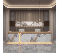 Fully Assembled Reception Desk with Customizable Illuminated Logo, Solid Wood Front Counter with Storage Drawers & Cabinets for Office/Retail Use,D,100x60x100cm