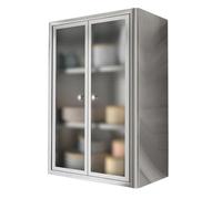 Fully-Assembled Stainless Steel Wall-Mount Cabinet with Doors and Adjustable Shelves, Kitchen Floating Cabinet Utility Cabinet Medicine Cabinet Spice Racks, Garage Tool Organizer Cabinets