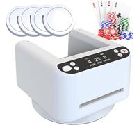 Fully Automatic Card Dealer,2 Decks Card Dealing Machine,360° Rotating Dealing Machine with 4 Wireless Dealer Button,Built-in 5000MAH Rechargeable Battery,for UNO,Blackjack,Texas Hold'em