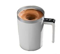 Fully Automatic Digital Display Coffee Stirring Cup 304 Stainless Steel, Lazy Tea Shaking Cup for Portable Brewing(white)