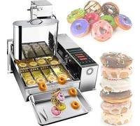 Fully Automatic Donut Making Machine, 2000W Commercial 4 Rows Auto Doughnut Maker with 5.5L Hopper,1800pcs/H Adjustable Thickness, Auto Flip Donut Fryer