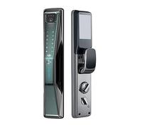 Fully Automatic Intelligent Door Lock with Screen, Cat Eye Camera, 3D Facial Recognition, Doorbell, Key Card, Password, Fingerprint (Color : Cat Eye Black, Size : 24X240 (6068))