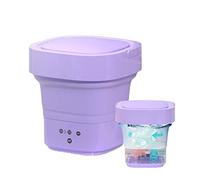 Fully Automatic Mini Washing Machine Foldable Washing Machine, Washing Machine with Drain Basket for Apartment, Camping, RV, Travel, Underwear, Baby (Color : Purple)