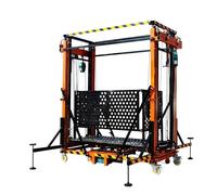 Fully Automatic Mobile Scaffolding Lift, 29.5ft/9m Portable Wire Rope Hoist with Supports & Fall Protection for Construction Work