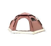 Fully Automatic Tent Outdoor Camping Hexagonal Field 5 People Barbecue Picnic Sunscreen Rainproof Folding(Coffee)