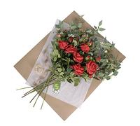Fully Bloomed Artificial Red Flower Bouquet with Roses, Elderflower, Berries & Greenery - Perfect for weddings, home décor, office & table centrepieces