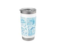 Fully Booked Blue Doodle Book Lover Reading Design Stainless Steel Insulated Tumbler