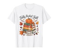 Fully Booked for Fall Cozy Autumn Pumpkin and Books T-Shirt