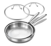 Fully Clad Tri-Ply Stainless Steel Pan Set, 26/30cm Frying Pans with Lids, Kitchen Utensils Set, PFOA&PTFE Free, Induction Hob Compatible, All Stove Use, Fast Heating, Heat Retention, Energy Efficient