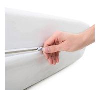 Fully Encased Knitted Jersey Waterproof Mattress Protector - Machine Washable Anti-Allergenic Zipped Polyester Bed Topper Cover for Mattresses Up To 25cm Deep - Size Super King, Measures 180 x 200cm