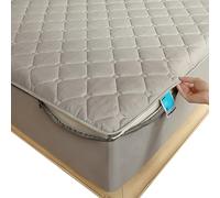 Fully Encased Zipped Mattress Protector Cover Double/Single/King size, Dust-proof Mattress Cover, Soft Washable Breathable Customizable Quilted Fitted Sheet(Grey,135x200+30cm)