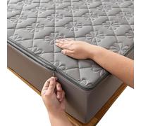 Fully Encased Zipped Mattress Protector Cover Double/Single/King size, Dust-proof Mattress Cover, Soft Washable Breathable Customizable Quilted Fitted Sheet(Grey,140x200x20cm)