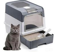 Fully Enclosed Cat Litter Box with Slide Out Drawer