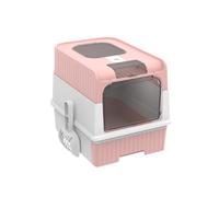 Fully Enclosed Cat Litter with Lid and Drawer Large Capacity Litter Box Anti-Splashing Toilet Easy to Clean(Rose)