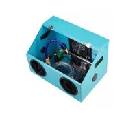 Fully Enclosed Electric Grinding Table Polisher Dust Box, Electric High Transparent Dust Box Cover with LED Light & Fan, Built-in Water Circulation for Polishing Machine(Blue,2-Hole)