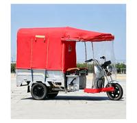 Fully Enclosed Tricycle Sunshade Fabric, Double-zipper Roll-up Rain Canopy with Reflective Strips, Water proof Oxford Fabric, Electric Tricycle Cover(Red,L150XW95CM)