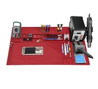 Fully functional Silicone Soldering Mat Heat Resistant 932°F, Oversized Electronic Repair Work Mat can Accommodate a Multimeter, Hot Air Gun, Soldering Iron, Silicone Repair Mat with Magnetic Area